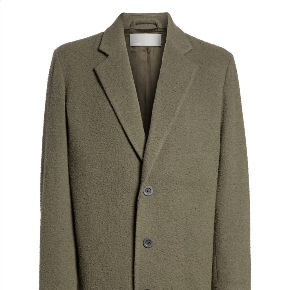 Vince Men's Green Distressed Brushed Wool Car Coat